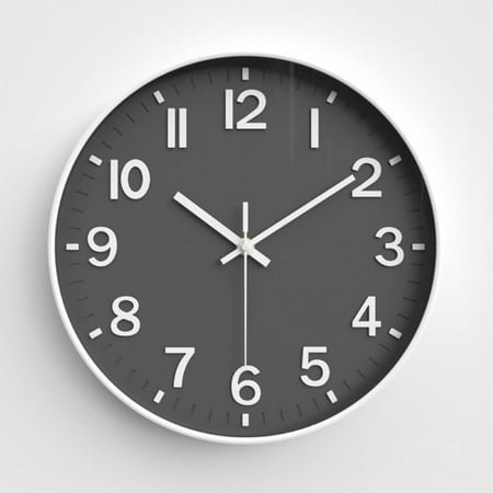 Sanmadrola Wall Clocks Battery Operated,12 inch Silent Non Ticking Modern Wall Clock for Living Room Bedroom Kitchen Office Classroom Decor Glass Front Gray with White Frame