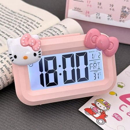 Sanrio Hello Kitty Alarm Cute Kitty Cat Noctilucent Alarms Clocks Cartoon Mini Alarm Clocks Dormitory Desktop Ornament Gifts