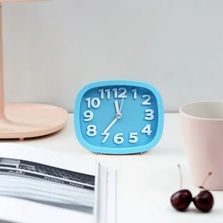 SATRINO Vintage Small Alarm Clock with Night Light, Blue, Silent Quartz Movement, Non-Ticking, Decorative, for Bedside Table, Desk, Kitchen, Bedroom, Shelf, Nightstand, Wall Hanging (Blue)