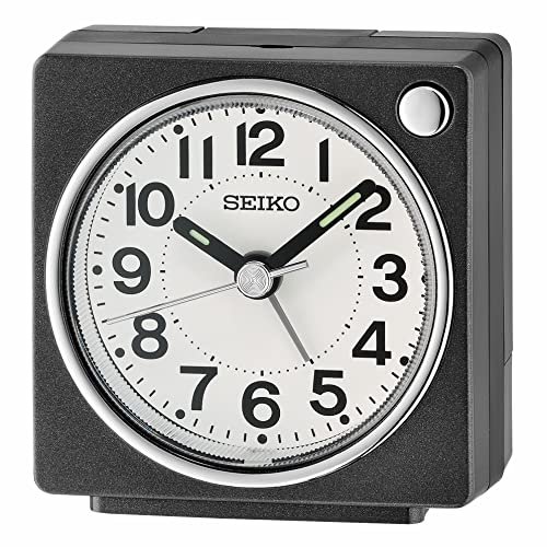 Seiko Fuji Dark Bedroom Alarm Clock, Metallic Black