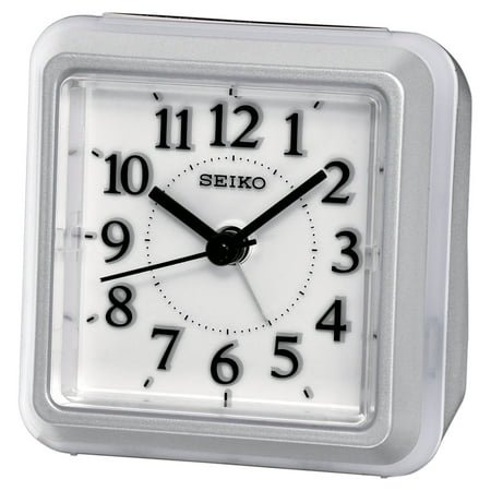 Seiko Hobart Alarm Clock with Flashing Dial Light - Silver-Tone Metallic Case