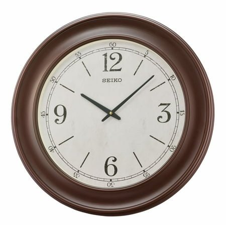 Seiko Noa Wall Clock, Brown, Round, Traditional, Quartz, Analog, QXA773BLH