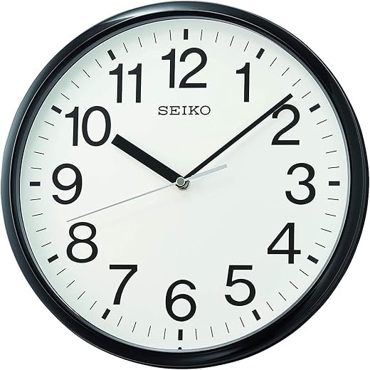 Seiko Non Ticking Home, Office Wall Clock, 12 Inches, Black