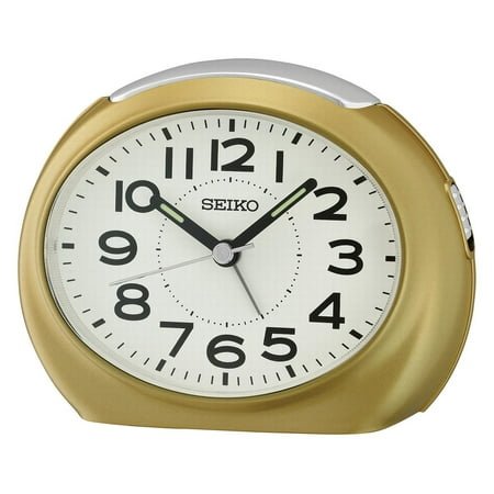 Seiko QHE193GLH Alarm Clock, Metallic Golden