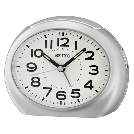 Seiko QHE193SLH Alarm Clock, Metallic Silver-Tone