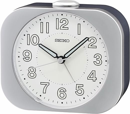 Seiko QHE206SLH Non Ticking Bedroom Alarm Clock, Silver, 3.9 x 4.4 Inches