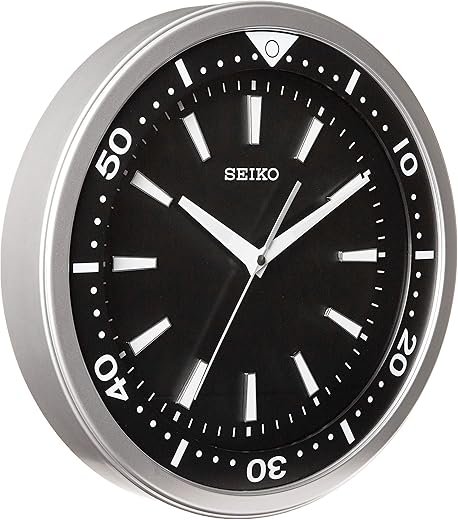 Seiko QXA723ALH Heritage Design Watch Face Non Ticking Wall Clock, Silver, 14 Inch