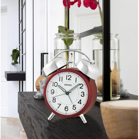 Seiko Retro Modern Bell Alarm Clock, Red QHK063RLH