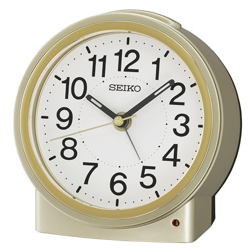 Seiko Sussex II Non Ticking Bedroom Alarm Clock, Gold