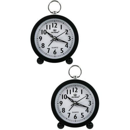 Set of 2 Analog Radio Controlled Alarm Clock Round Gift Office