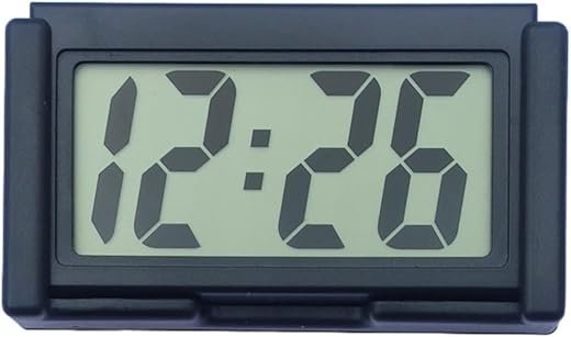 Shudyear Small Digital Clock， with Jumbo LCD Time & Day Display，Mini Automotive Small Digital Clock Battery Operated for Desktop Nightstand Pocket Car Truck Dashboard & Air Vent (1, Black)