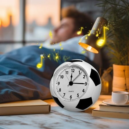 Silent Alarm Clock for Students, Battery Operated Sweep Second Hand, Cute Cartoon Bedside Clock for Kids Bedroom Office