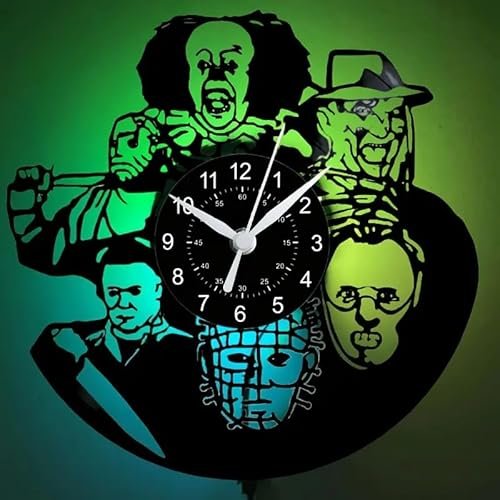 Silent Vinyl Wall Clock with Vibrant neon Green Outline - Modern Art Design, Durable Battery Power (excluding AA)