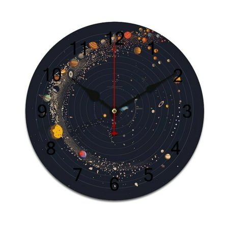 Silent Wall Clock 40cm/15.75in Round Wall Clock Galaxy System Hanging Clock for Home Living Room Bedroom Kitchen Non Ticking Battery Operated Living Room Mute Clock