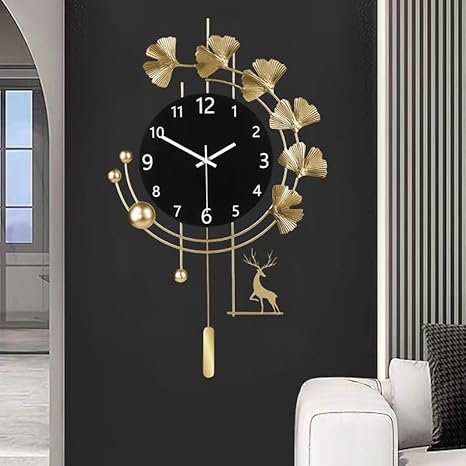 SIN&MI Large Wall Clocks for Living Room, Metal Wall Art Decoration,Silent Non Ticking,Battery Operated Oversized Round Modern Wall Clock for Bedroom,Farmhouse,Office Wall Decor/16 * 26Inch