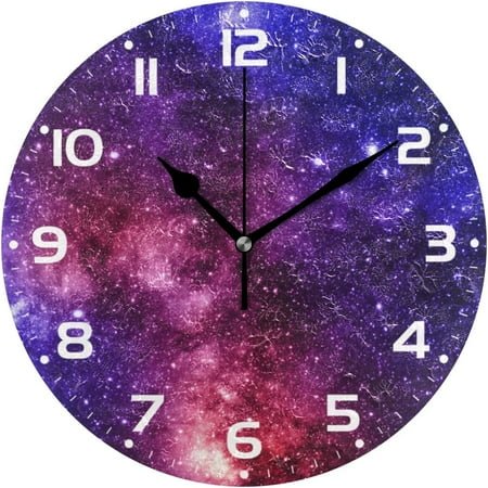 SKYSONIC Space Galaxy Wall Clock 10 Inch Silent Non Ticking Round Clock Oil Painting Clock Easy to Read Clock for Living Room Bedroom Bathroom Home Decor