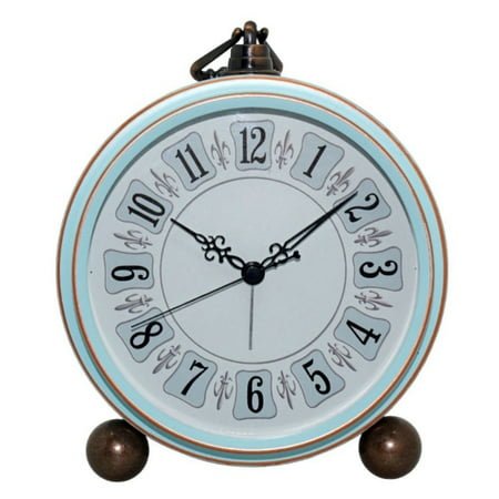 Small Battery Operated Antique Retro Alarm Clock with Contour for Room Decors, Silent Elegant Bedside Desk Gift Clock C