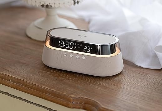 Smart Station | 6-in-1 | Wireless Charging Station | Bluetooth Speaker | Clock | Lamp | Radio | 15W Fast Charger | Mobile Phone Charger | Charger for iPhone Samsung Android Phones | Gift