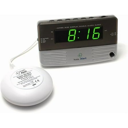 Sonic Alert SB200SS Alarm Clock, Battery Backup | Wake with a Shake, Multicolored