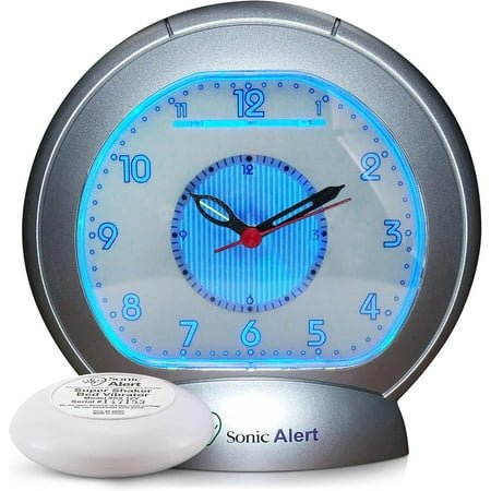 Sonic Alert – Sonic Boom Analog Alarm Clock with Black Bed Shaker – Grey
