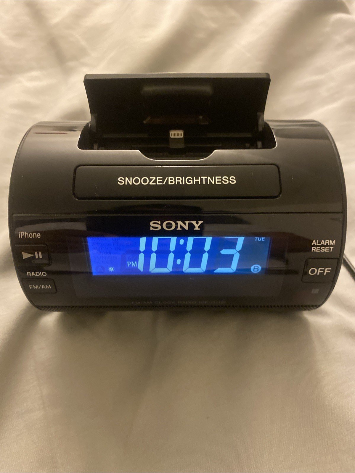 Sony ICF-C11IP iPod/iPhone Lightning Dock Speaker AM/FM Alarm Clock TESTED