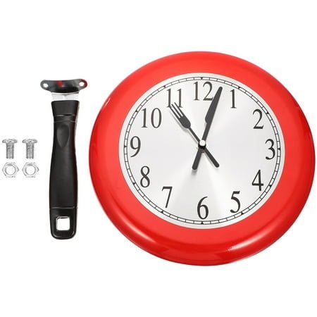 SOPOTUTU 1 Set of Decorative Wall Clock Red Stainless Steel Accurate Timekeeping for Living Room