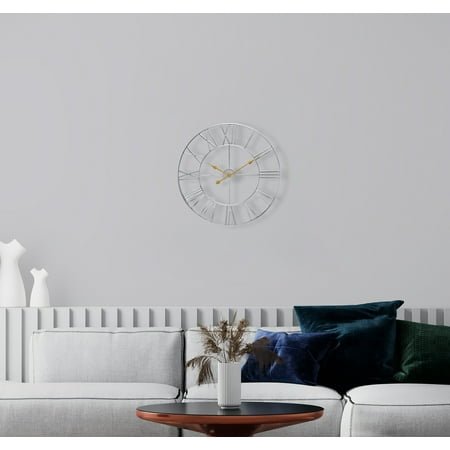 Sorbus Large Decorative Round Analog Wall Clock Battery Operated with Roman Numeral - 12 inch