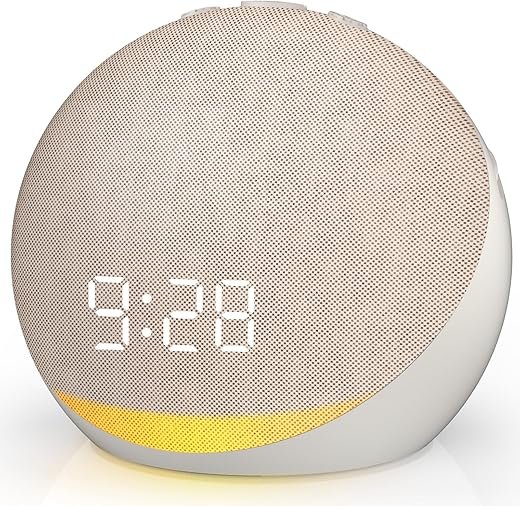 Sound Machine Alarm Clock for Bedroom: 25 Natural Sleep Sounds - White Noise Machine for Adults Kids Baby - Gentle Wake Up Alarm with Bluetooth Speaker - Putty