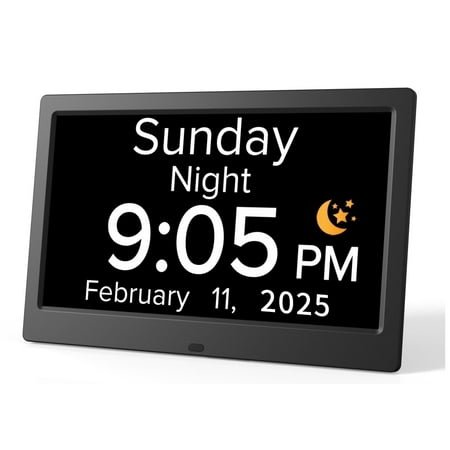 SPACWIS 10.1 Inch Large Digital Alarm Clock with Date and Day for Dementia Seniors, Voice Announcement Time