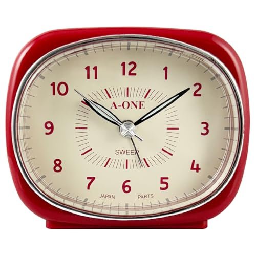 Square-Round Silent Alarm Clock – Unique Hybrid Design, Non-Ticking, Battery Operated, Perfect for Bedroom, Office, or Living Room Decor (Red)