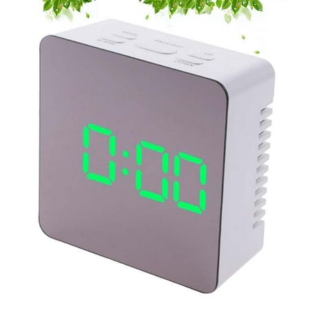 Square Digital Mirror Clock LED Alarm Clock with Temperature Measurement Snooze Function