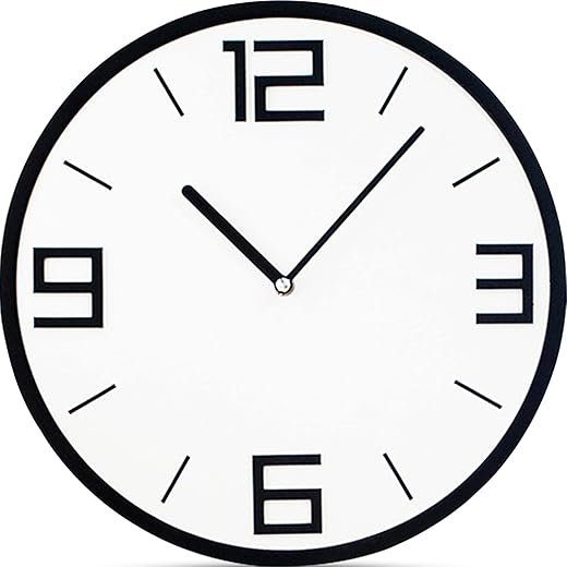 Stephanie Imports Modern Minimalist Classic Black on White Wall Clock