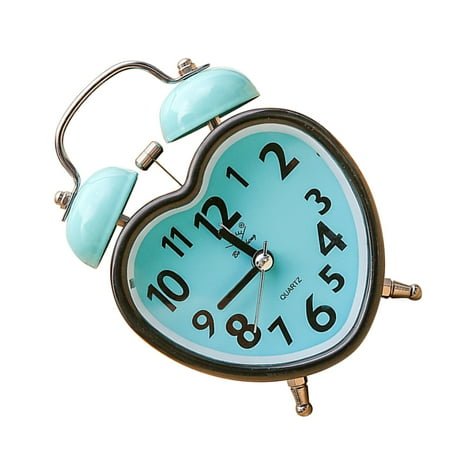 STRANDCHIC Heart Shaped Desk Clock with Night Light Skyblue for Kids 1PC