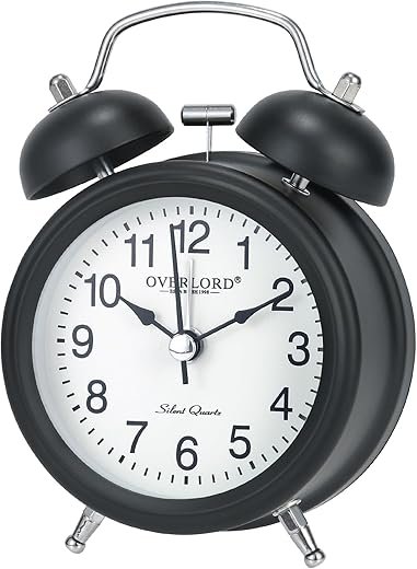 suigetsu Big Ben Twin Bell Alarm Clock for Heavy Sleepers - Loud Dual Bell Metal Alarm Clock with Backlight - Battery Operated for Bedroom, Bedside Table, Kids Room & Desk