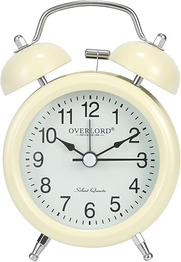suigetsu Loud Ben Alarm Clock for Heavy Sleepers Adults,Retro 4.5 Inch Silent Non-Ticking Quartz with Backlight,Twin Bell Analog Kids mini Alarm Clocks for Bedrooms Bedside