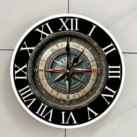 sunflowers,Wall Clock - 12 Inch Wooden Art Hanging Clock, Silent Non-Ticking, Battery Operated, Round Home Decorative Clock With Arabic Numerals Beautiful scenery, warm family,