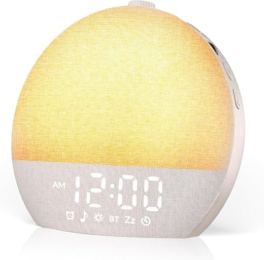 Sunrise Alarm Clock White Noise Sound Machine for Bedroom | Natural Wake-Up Light with 30 Soothing Sleep Aids, Bluetooth Speaker, Dimmable Clock, Screen-Free Design for Baby Adults Kids-Khaki