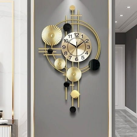 SXlianshun Rustic Metal Analog Wall Clock, Durable Hand-Forged Stainless Steel Frame, 17.8 x 30.7 Inch