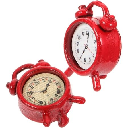 TABLZONE 2Pcs Cool Clocks for Kids Mini Alarm Clock Red Decorative Home Decor Photography