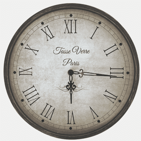 Tasse Verre Rustic Wall Clock - 12 in. - Farmhouse Decor Distressed Quiet Silent - Retro Vintage Hanging Brown Non-Ticking Round