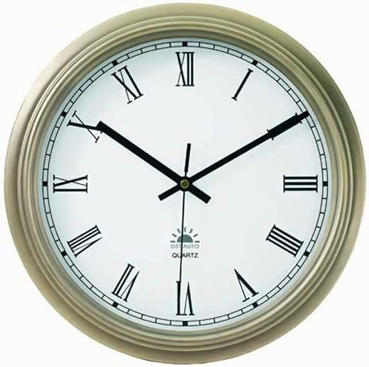 Tempus® Wall Clock with Metal Frame and Daylight Saving Time Auto-Adjust Movement, 12-1/2, Bronze, Pack of Six