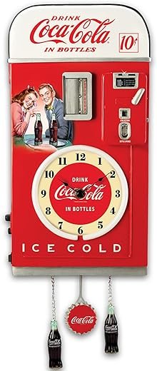 The Bradford Exchange Coca-Cola Vintage Vending Machine Wall Clock, LED Lights, Sound Effects