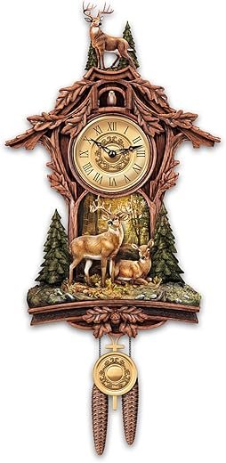 The Bradford Exchange Whitetail Deer Gathering Cuckoo Clock