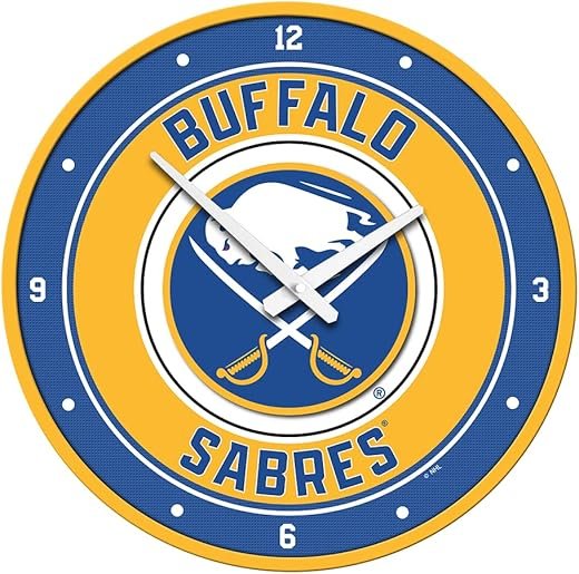 The Fan-Brand NHL Buffalo Sabres: Modern Disc Wall Clock - Sports Team Bar Sign Décor - Home Man Cave, Party Decoration - Made On Demand