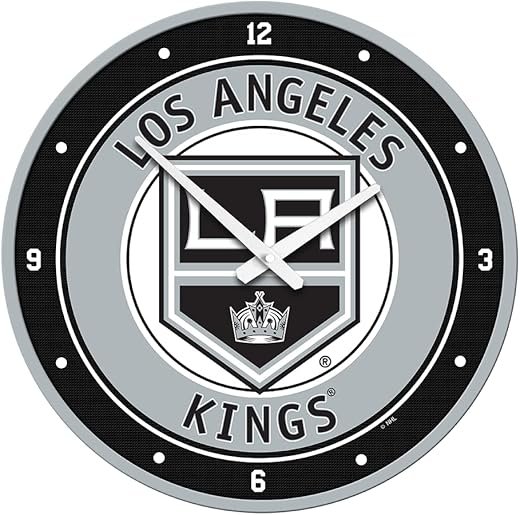 The Fan-Brand NHL Los Angeles Kings: Modern Disc Wall Clock - Sports Team Bar Sign Décor - Home Man Cave, Party Decoration - Made On Demand