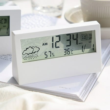 Thermo-Hygrometer Clock Creative Weather Display Electronic Alarm Clock