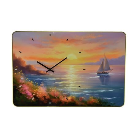 Threestar 24 Inch Ocean Cove Sunset Wall Clock