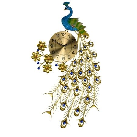 Three Star Import & Export YC1240 36 x 21 in. Peacock Wall Clock