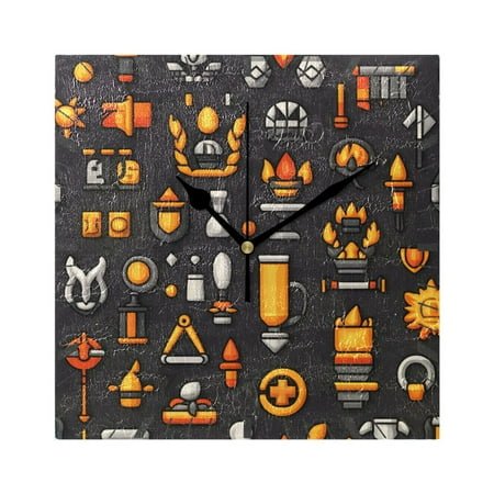 Torch Sun Staff Chalice Wall Clock Battery Operated Silent Non-Ticking Bedroom Office Kitchen Home School Decor 7.8(Black)