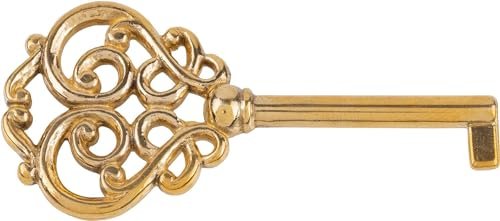 UNIQANTIQ HARDWARE SUPPLY Brass Plated Hollow Barrel Skeleton Key for Cabinet Doors, Dresser Drawers, Grandfather Clocks - Antique, Vintage, Old Furniture | SK27-DB